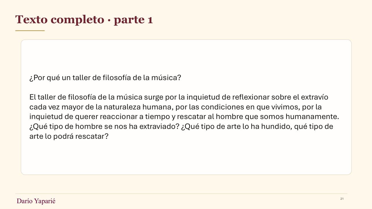 Diapositiva 21 de la presentación del taller